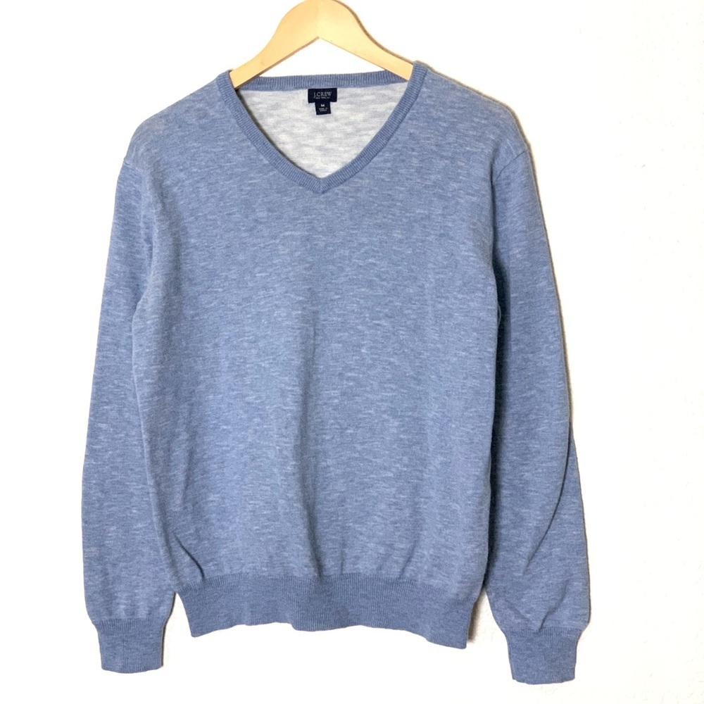 J. Crew | Cotton v neck long sleeve pullover sweater light blue size med…